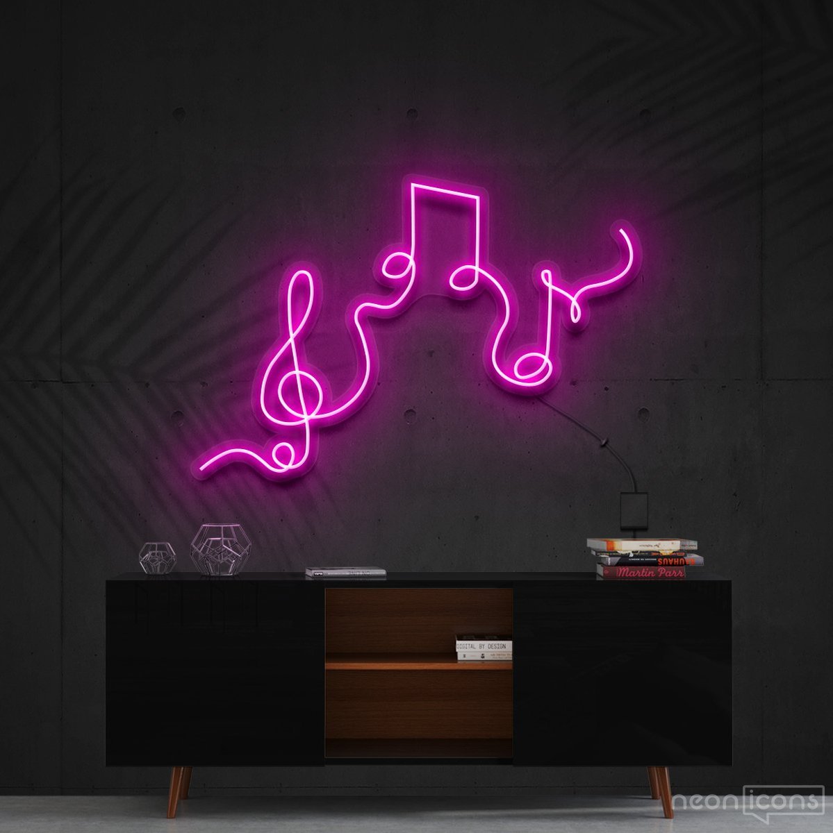 "Musical Flow" Neon Sign 60cm (2ft) / Pink / Cut to Shape by Neon Icons