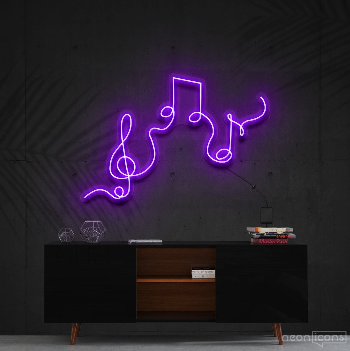 "Musical Flow" Neon Sign 60cm (2ft) / Purple / Cut to Shape by Neon Icons