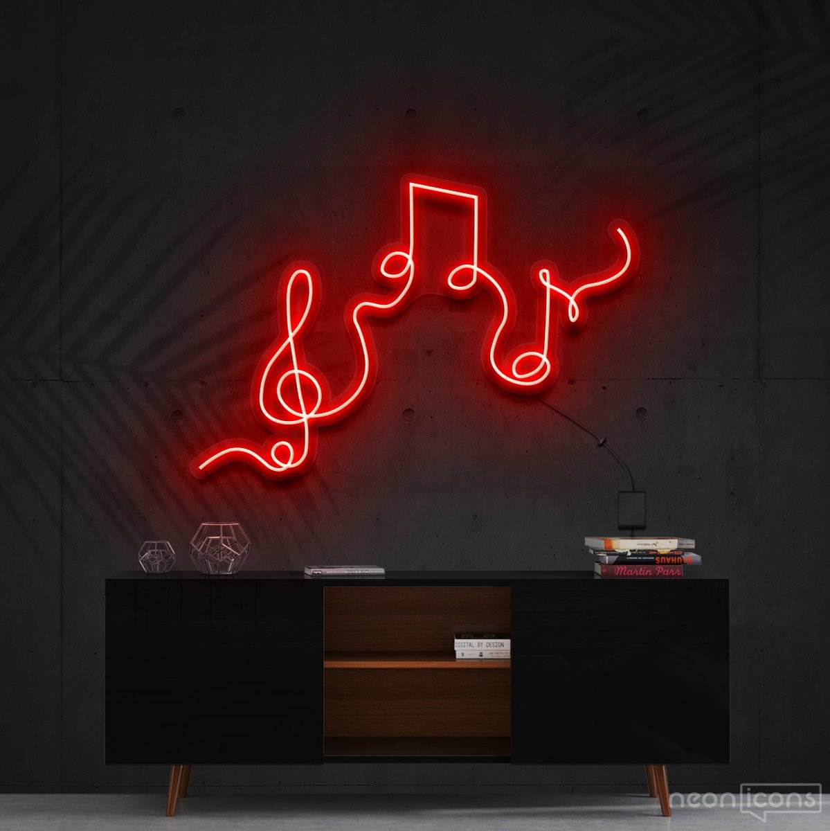 "Musical Flow" Neon Sign 60cm (2ft) / Red / Cut to Shape by Neon Icons