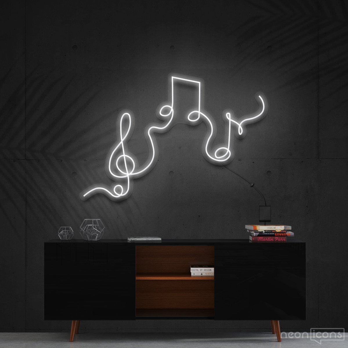 "Musical Flow" Neon Sign 60cm (2ft) / White / Cut to Shape by Neon Icons