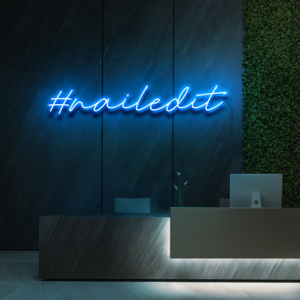 "#NailedIt" Neon Sign for Beauty & Cosmetic Studios 90cm (3ft) / Ice Blue / LED Neon by Neon Icons