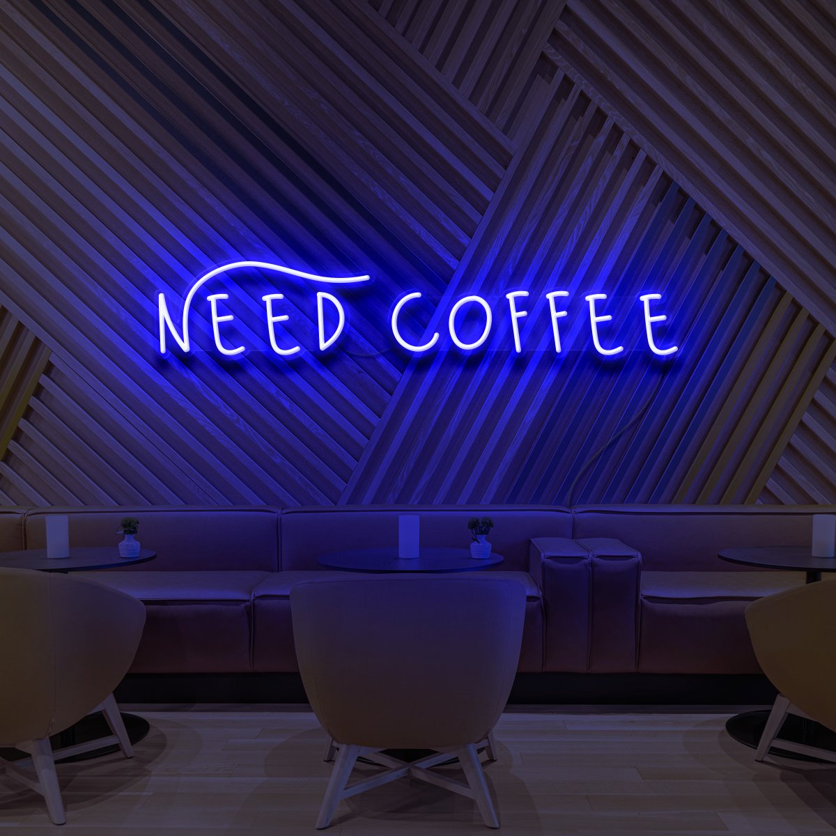 "Need Coffee" Neon Sign for Cafés 60cm (2ft) / Blue / LED Neon by Neon Icons
