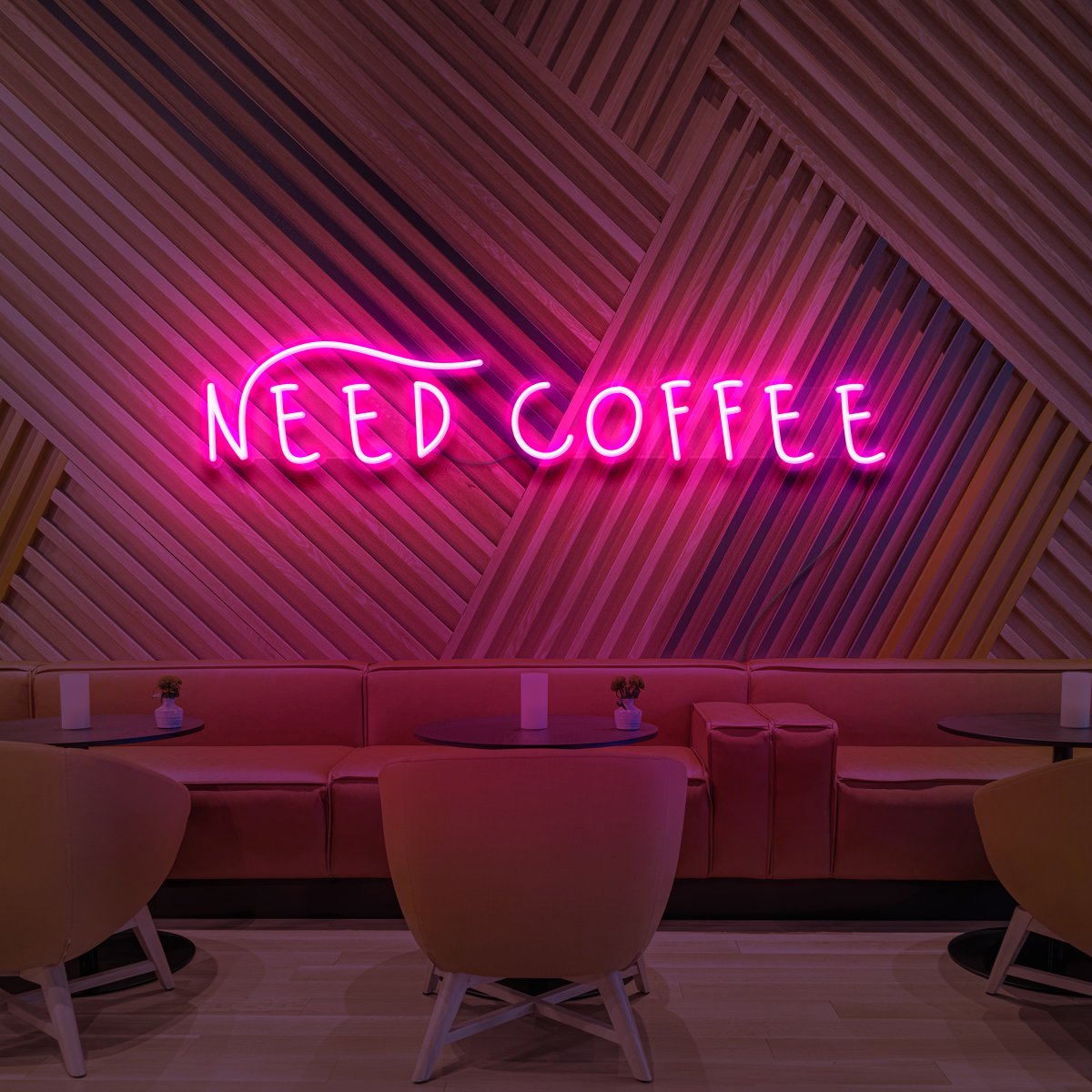 "Need Coffee" Neon Sign for Cafés 60cm (2ft) / Pink / LED Neon by Neon Icons