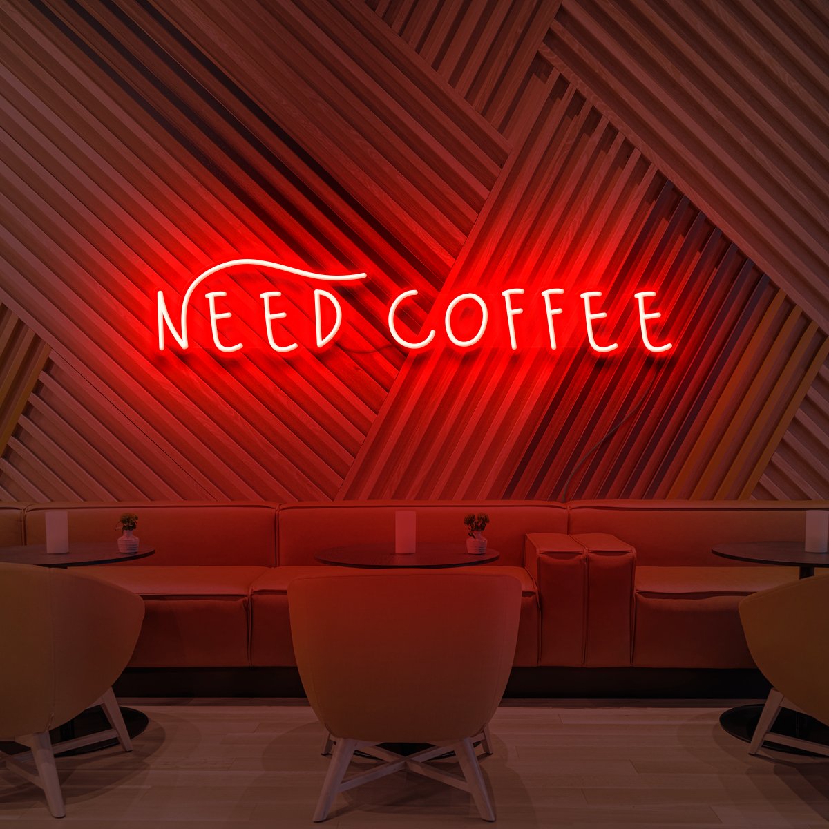 "Need Coffee" Neon Sign for Cafés 60cm (2ft) / Red / LED Neon by Neon Icons