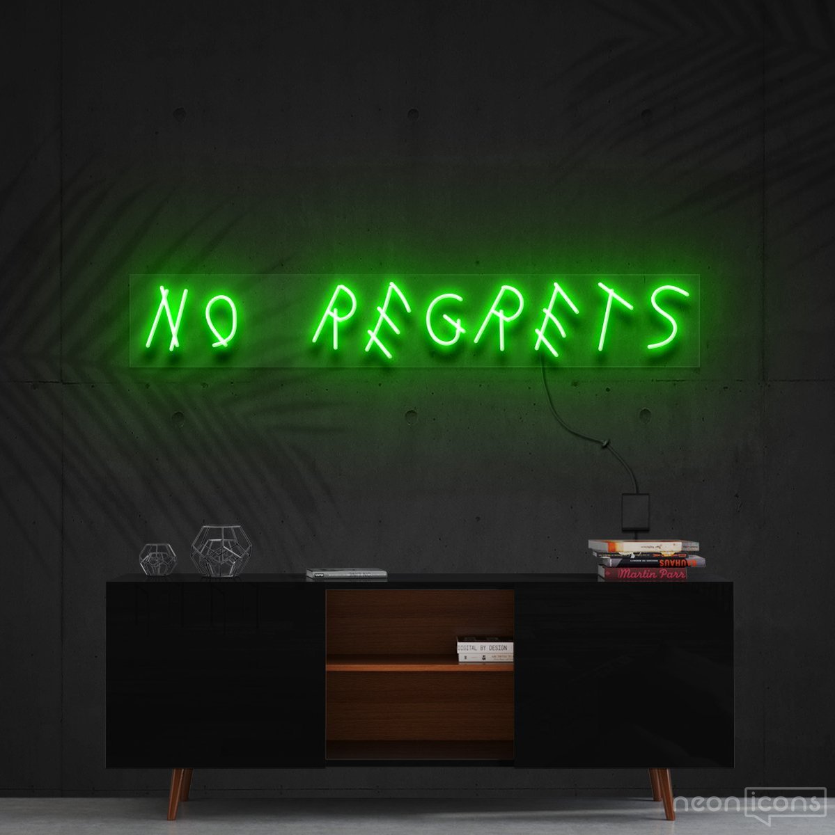 "No Regrets" Neon Sign 60cm (2ft) / Green / Cut to Shape by Neon Icons