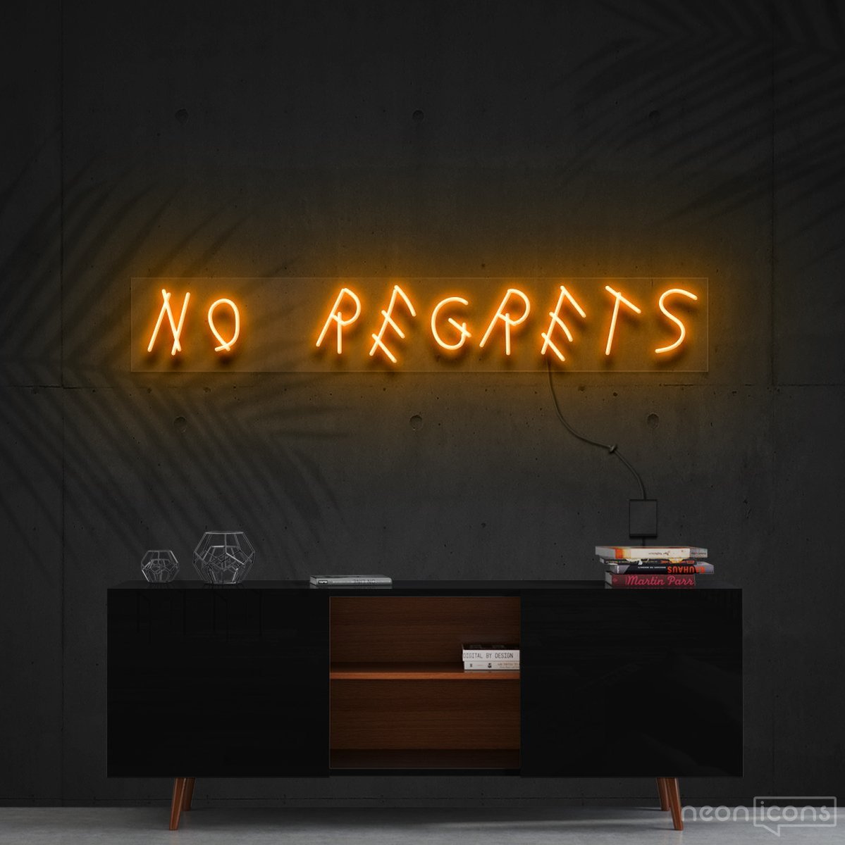 "No Regrets" Neon Sign 60cm (2ft) / Orange / Cut to Shape by Neon Icons