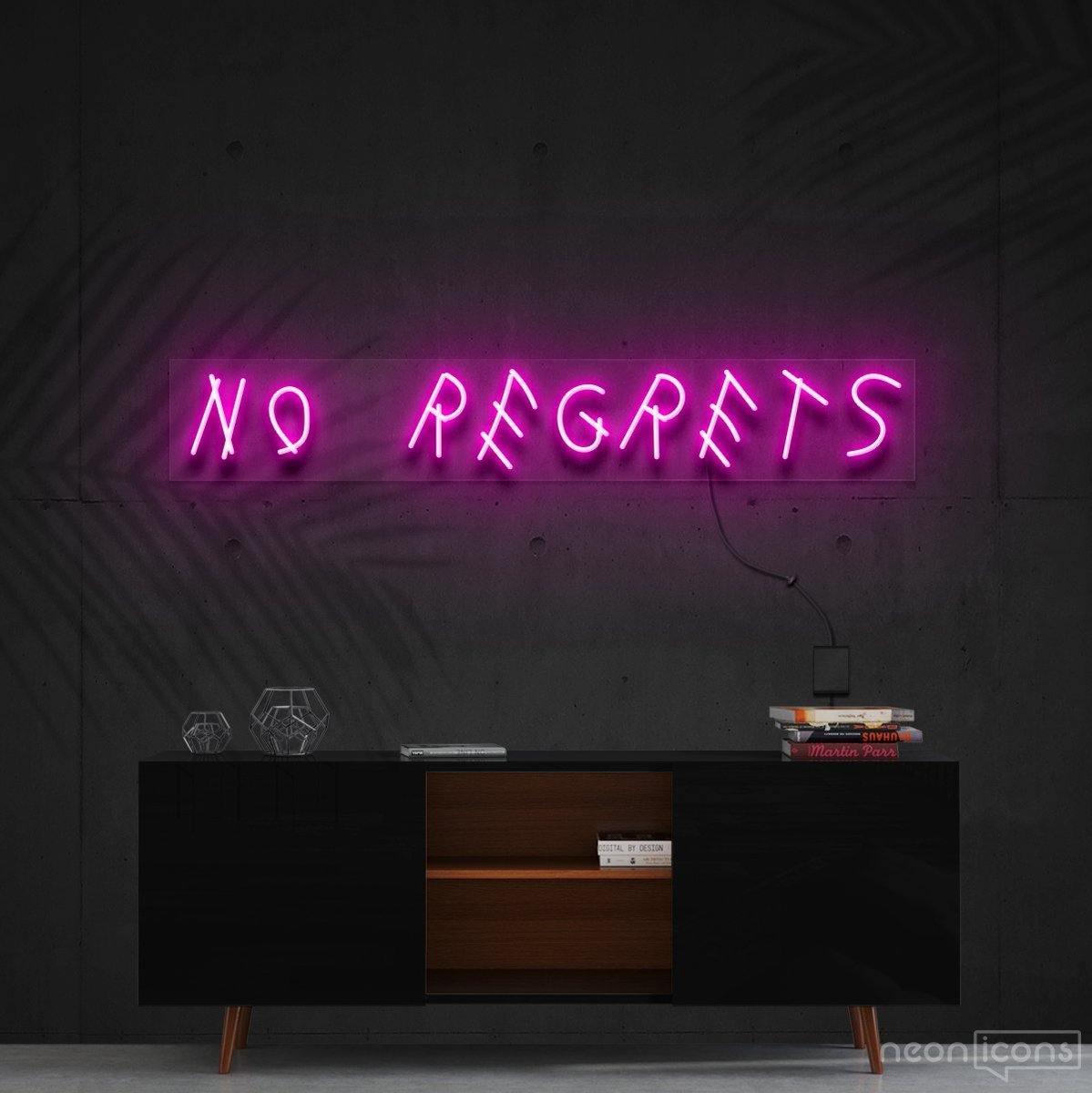 "No Regrets" Neon Sign 60cm (2ft) / Pink / Cut to Shape by Neon Icons