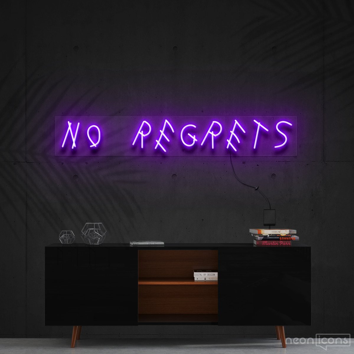 "No Regrets" Neon Sign 60cm (2ft) / Purple / Cut to Shape by Neon Icons