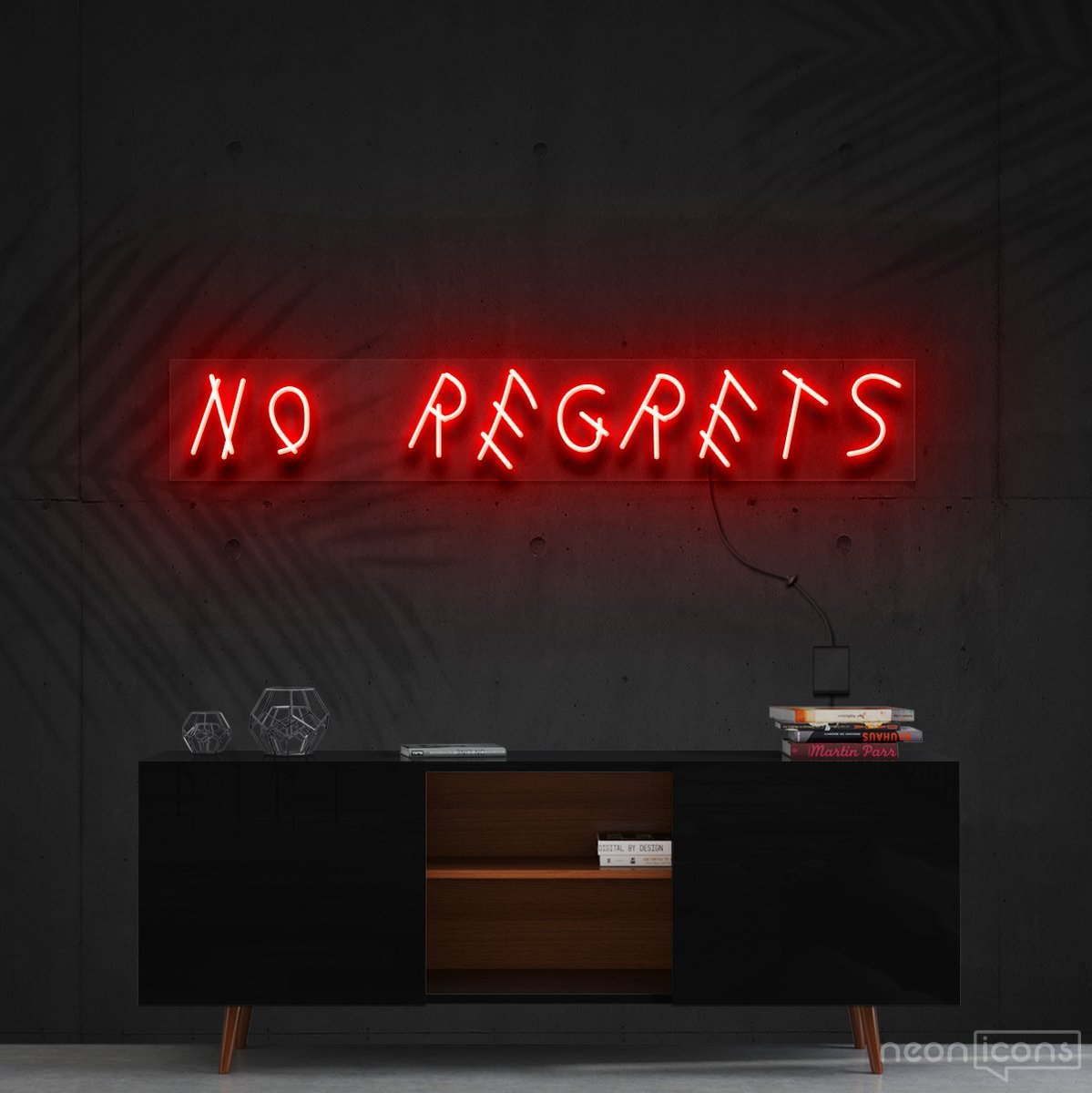 "No Regrets" Neon Sign 60cm (2ft) / Red / Cut to Shape by Neon Icons