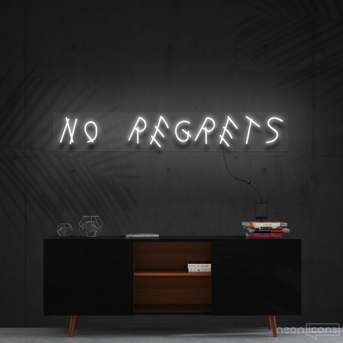 "No Regrets" Neon Sign 60cm (2ft) / White / Cut to Shape by Neon Icons