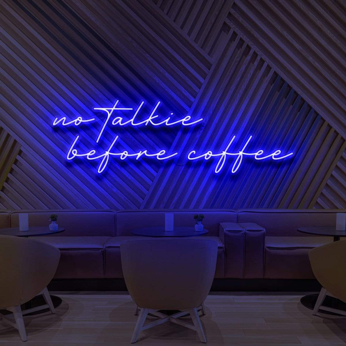 "No Talkie Before Coffee" Neon Sign for Cafés 90cm (3ft) / Blue / LED Neon by Neon Icons