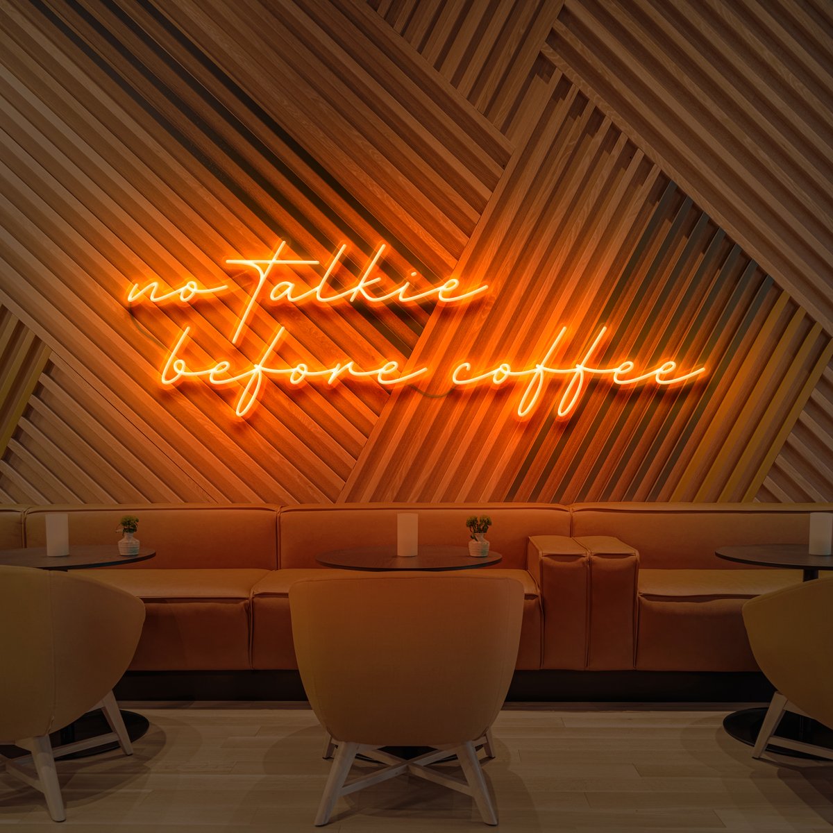 "No Talkie Before Coffee" Neon Sign for Cafés 90cm (3ft) / Orange / LED Neon by Neon Icons