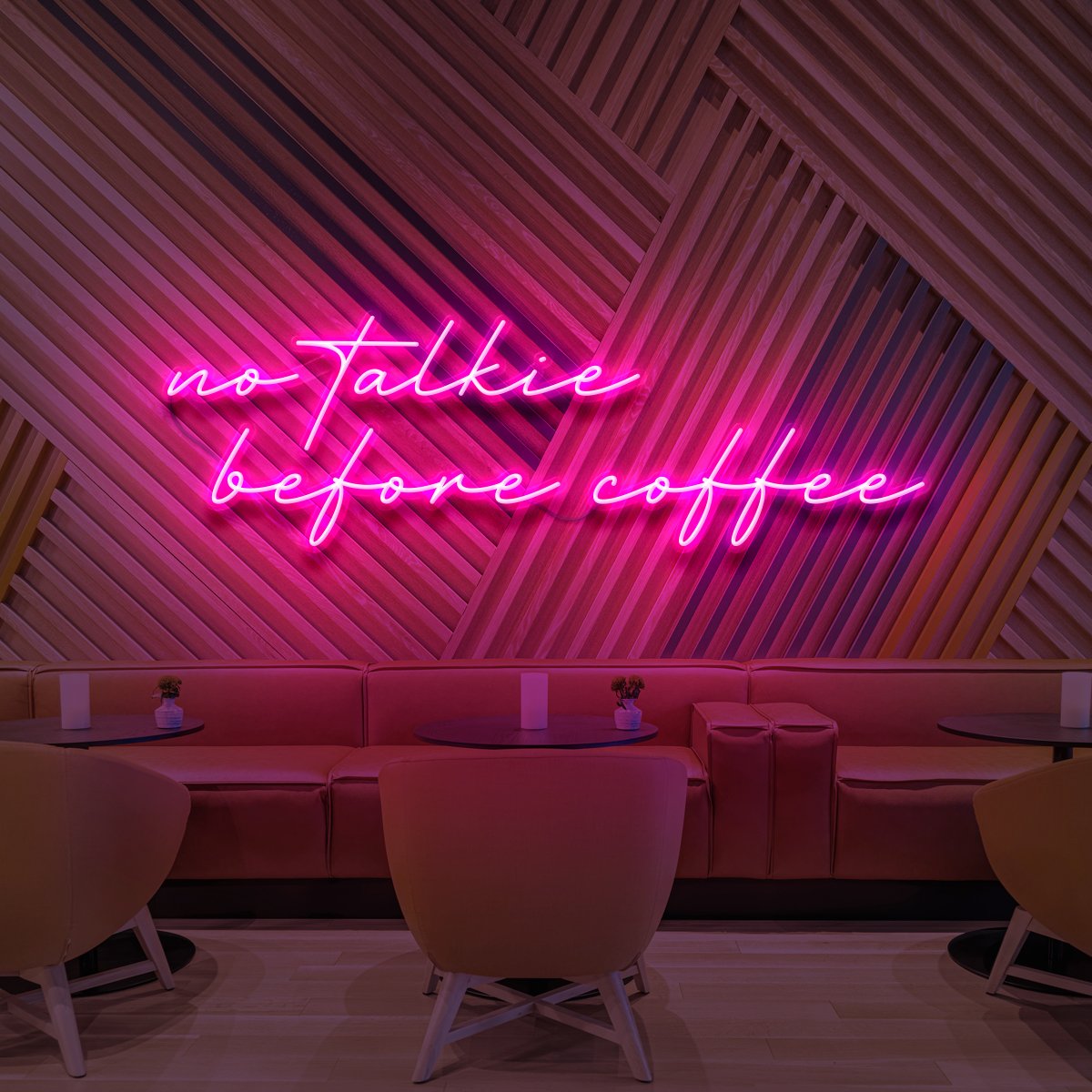 "No Talkie Before Coffee" Neon Sign for Cafés 90cm (3ft) / Pink / LED Neon by Neon Icons