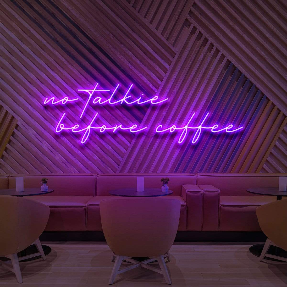 "No Talkie Before Coffee" Neon Sign for Cafés 90cm (3ft) / Purple / LED Neon by Neon Icons