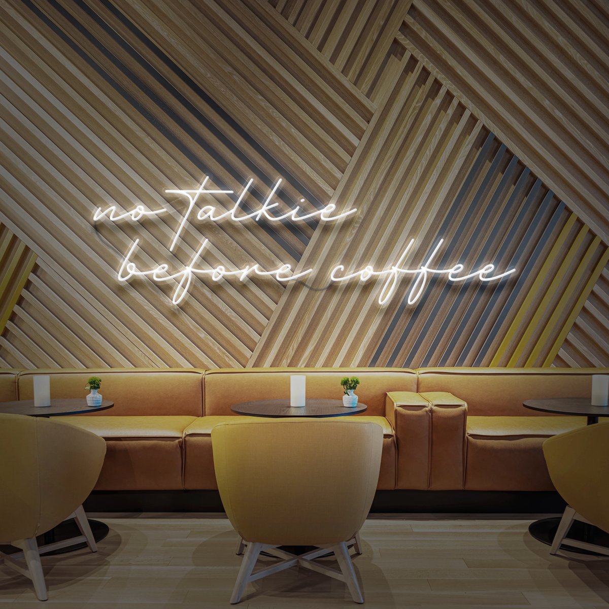 "No Talkie Before Coffee" Neon Sign for Cafés 90cm (3ft) / White / LED Neon by Neon Icons