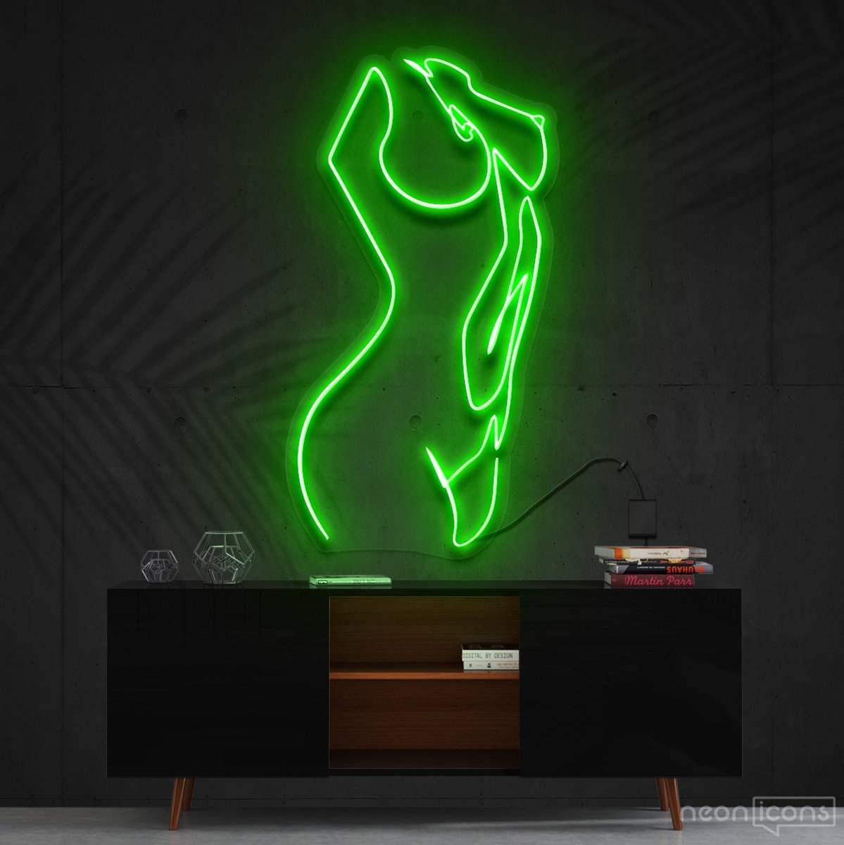 "Not so Renaissance " Neon Sign 60cm (2ft) / Green / Cut to Shape by Neon Icons