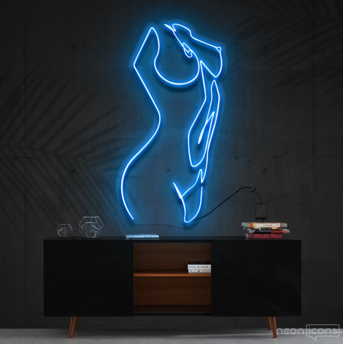 "Not so Renaissance " Neon Sign 60cm (2ft) / Ice Blue / Cut to Shape by Neon Icons