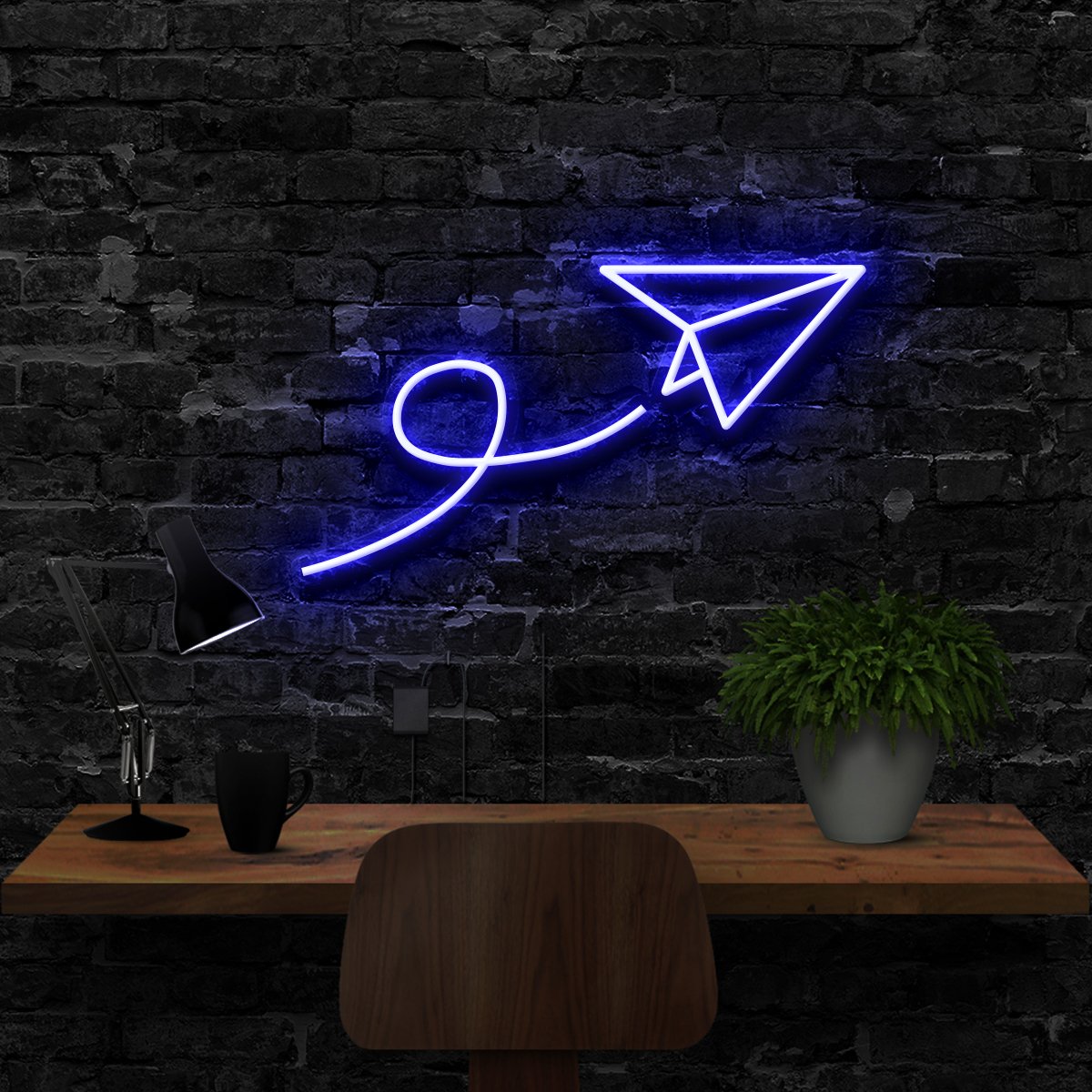 "Paper Plane" Neon Sign 40cm (1.3ft) / Blue / LED Neon by Neon Icons