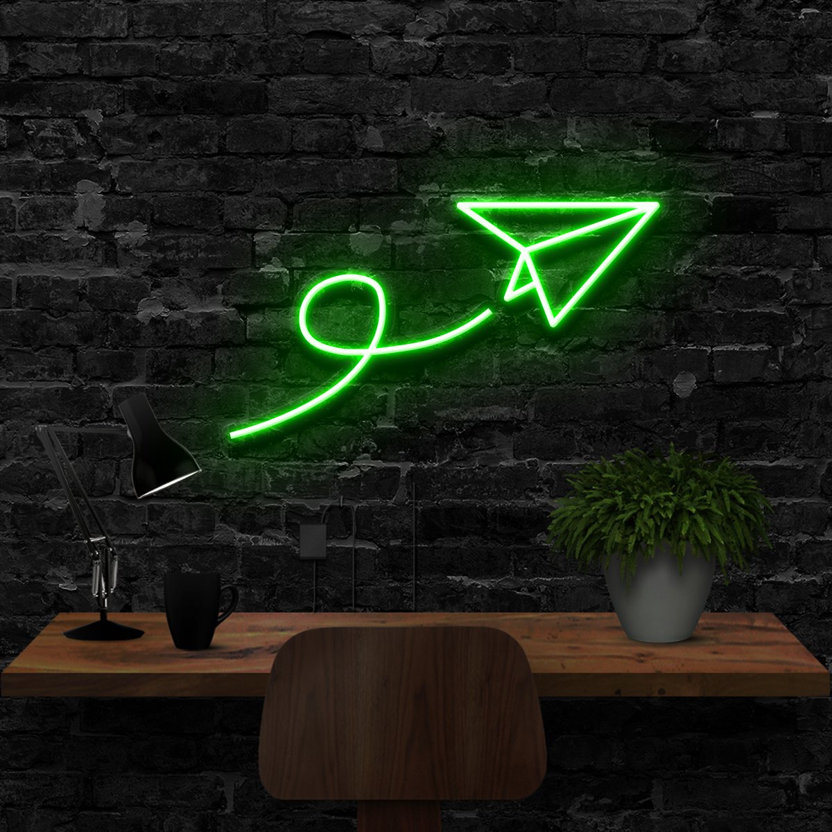 "Paper Plane" Neon Sign 40cm (1.3ft) / Green / LED Neon by Neon Icons