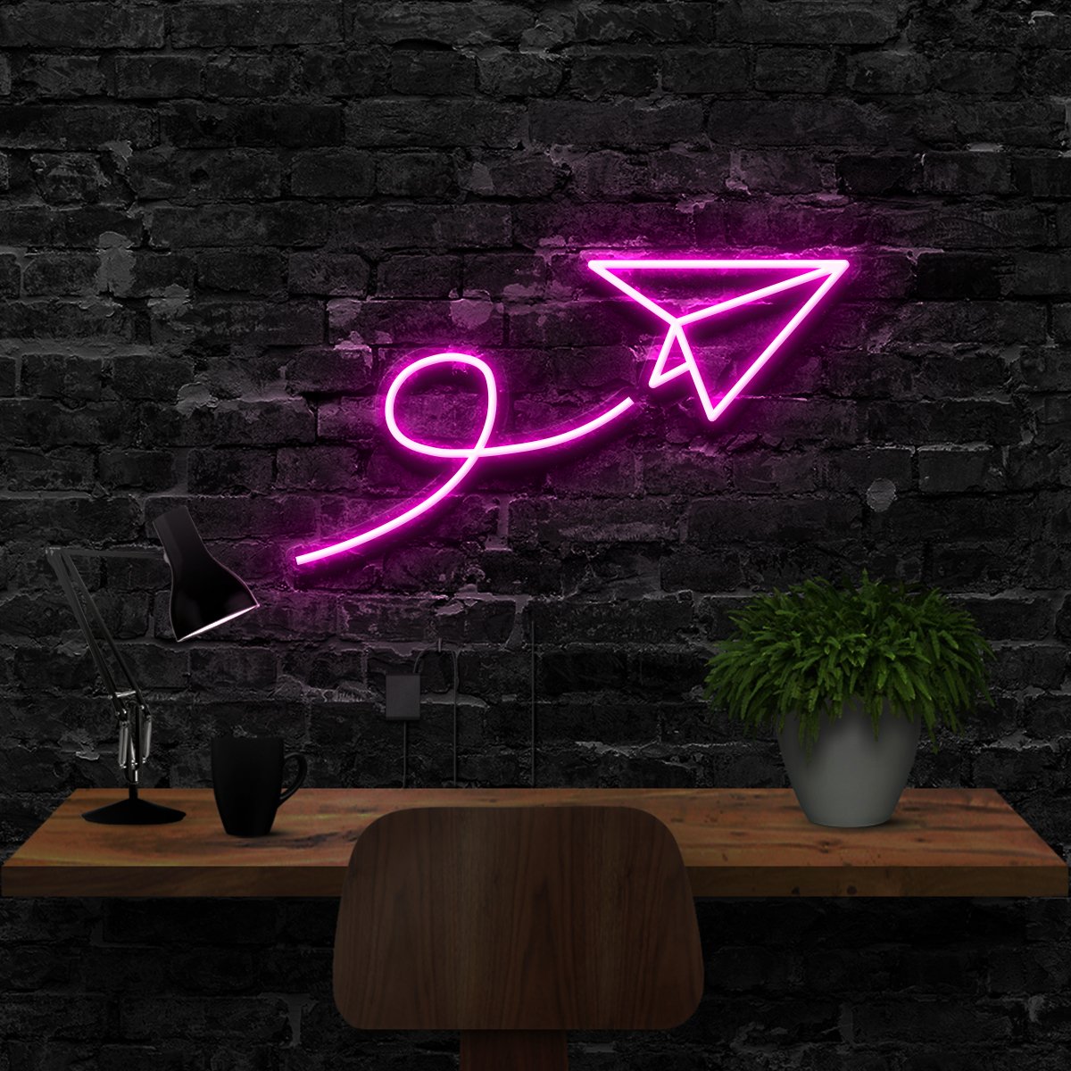 "Paper Plane" Neon Sign 40cm (1.3ft) / Pink / LED Neon by Neon Icons