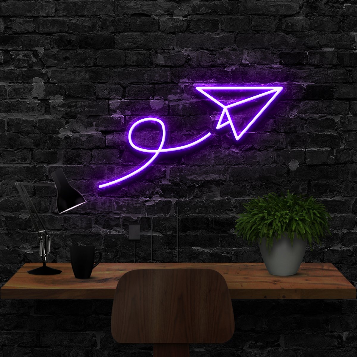 "Paper Plane" Neon Sign 40cm (1.3ft) / Purple / LED Neon by Neon Icons