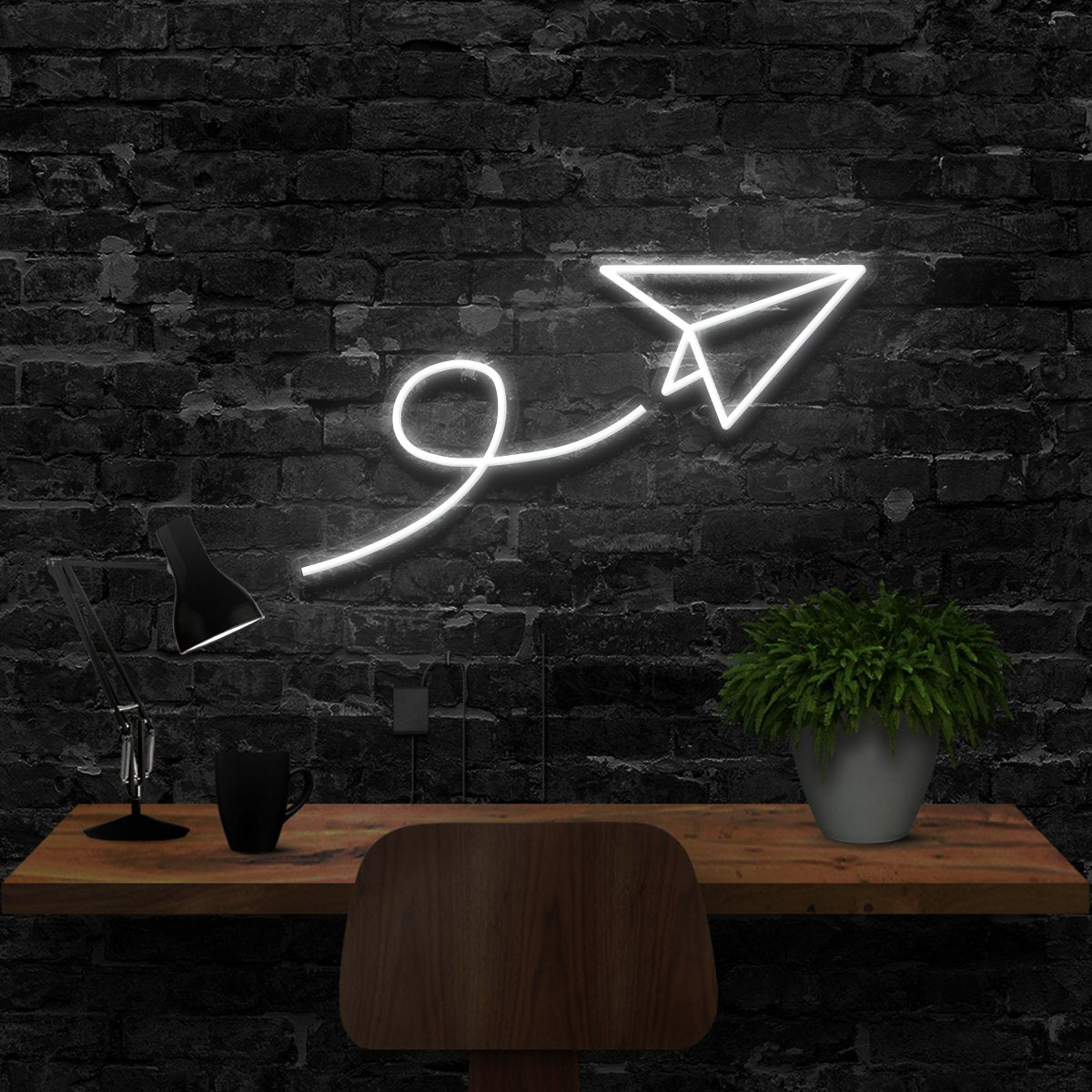 "Paper Plane" Neon Sign 40cm (1.3ft) / White / LED Neon by Neon Icons