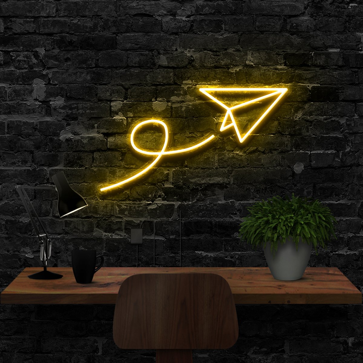 "Paper Plane" Neon Sign 40cm (1.3ft) / Yellow / LED Neon by Neon Icons