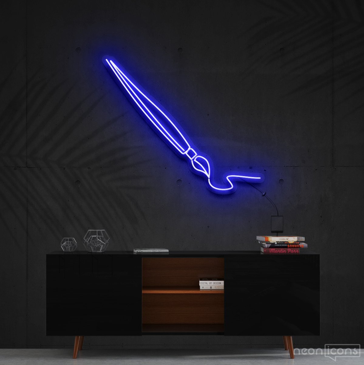 "Penmanship" Neon Sign 60cm (2ft) / Blue / Cut to Shape by Neon Icons