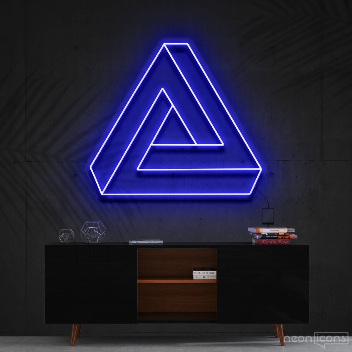 "Penrose Triangle" Neon Sign 60cm (2ft) / Blue / Cut to Shape by Neon Icons