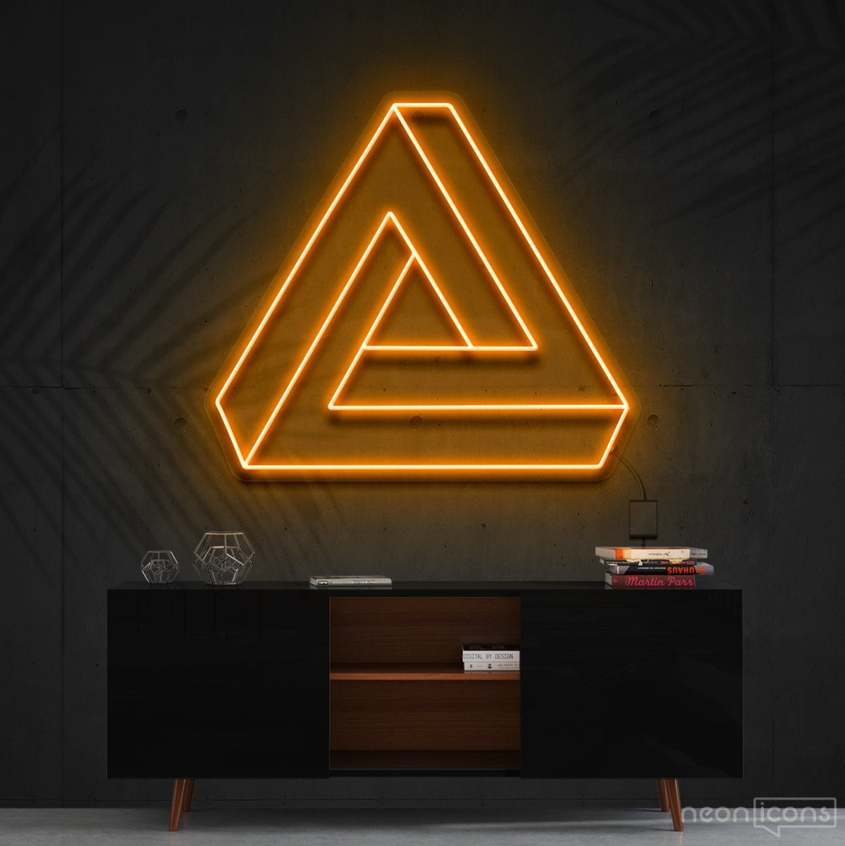 "Penrose Triangle" Neon Sign 60cm (2ft) / Orange / Cut to Shape by Neon Icons