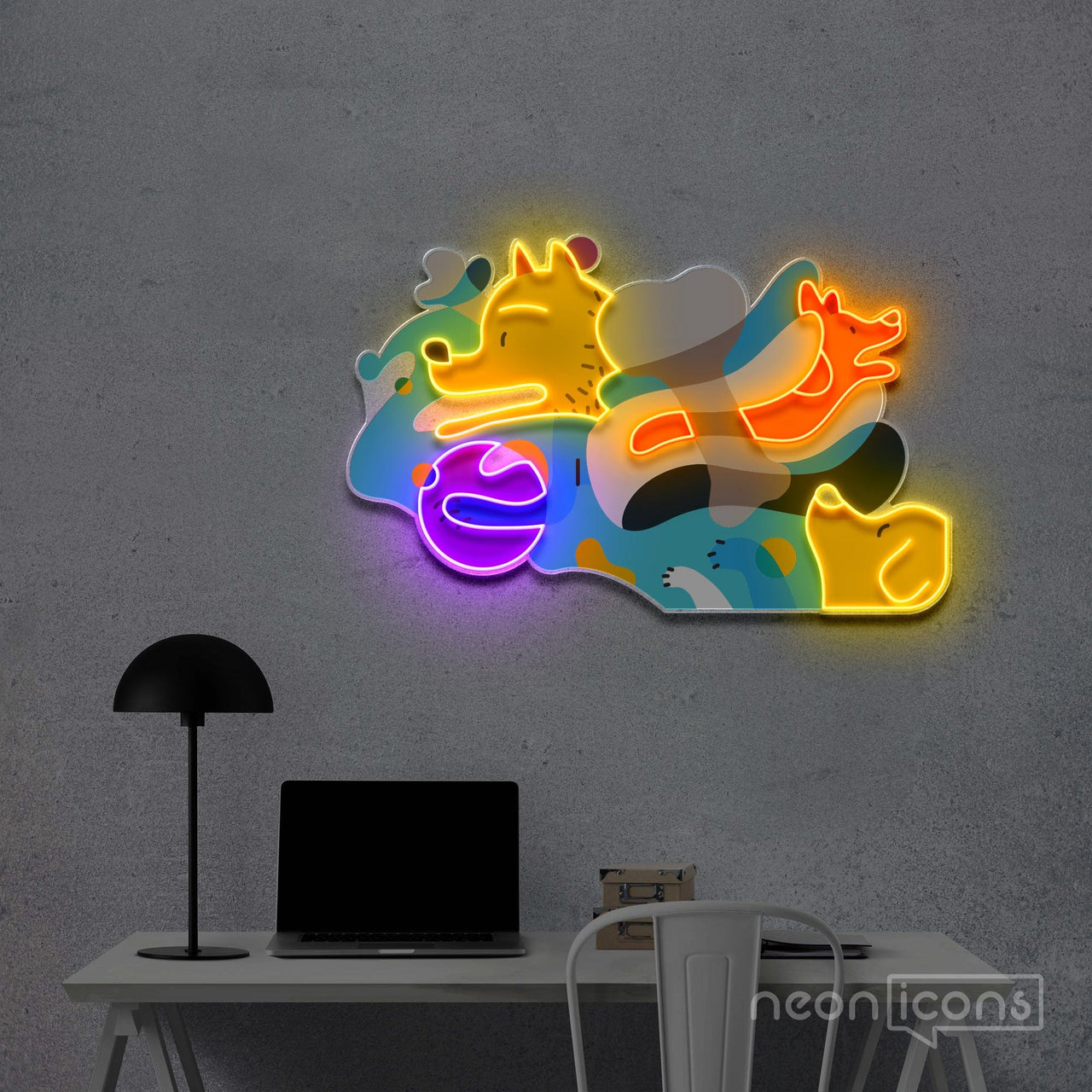 "Picasso Puppies" Neon x Acrylic Artwork by Neon Icons