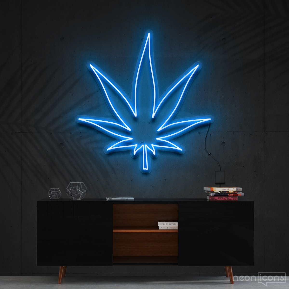 "Plant Based" Neon Sign 60cm (2ft) / Ice Blue / Cut to Shape by Neon Icons