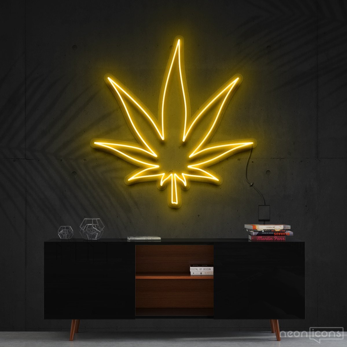 "Plant Based" Neon Sign 60cm (2ft) / Yellow / Cut to Shape by Neon Icons