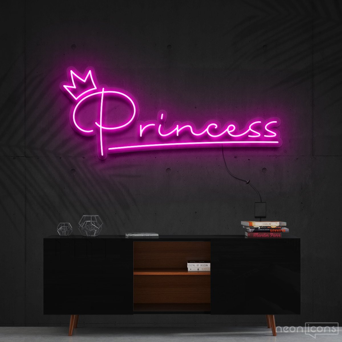 "Princess" Neon Sign 60cm (2ft) / Pink / Cut to Shape by Neon Icons