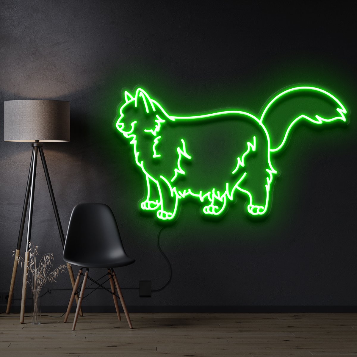 "Ragdoll Cat" Pet Neon Sign 60cm / Green / Cut to Shape by Neon Icons
