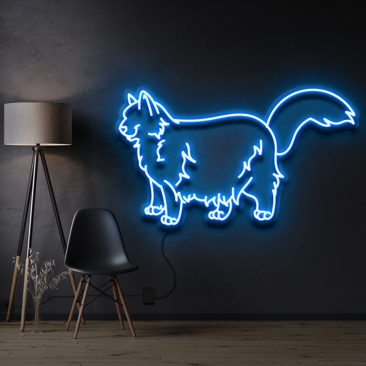 "Ragdoll Cat" Pet Neon Sign 60cm / Ice Blue / Cut to Shape by Neon Icons