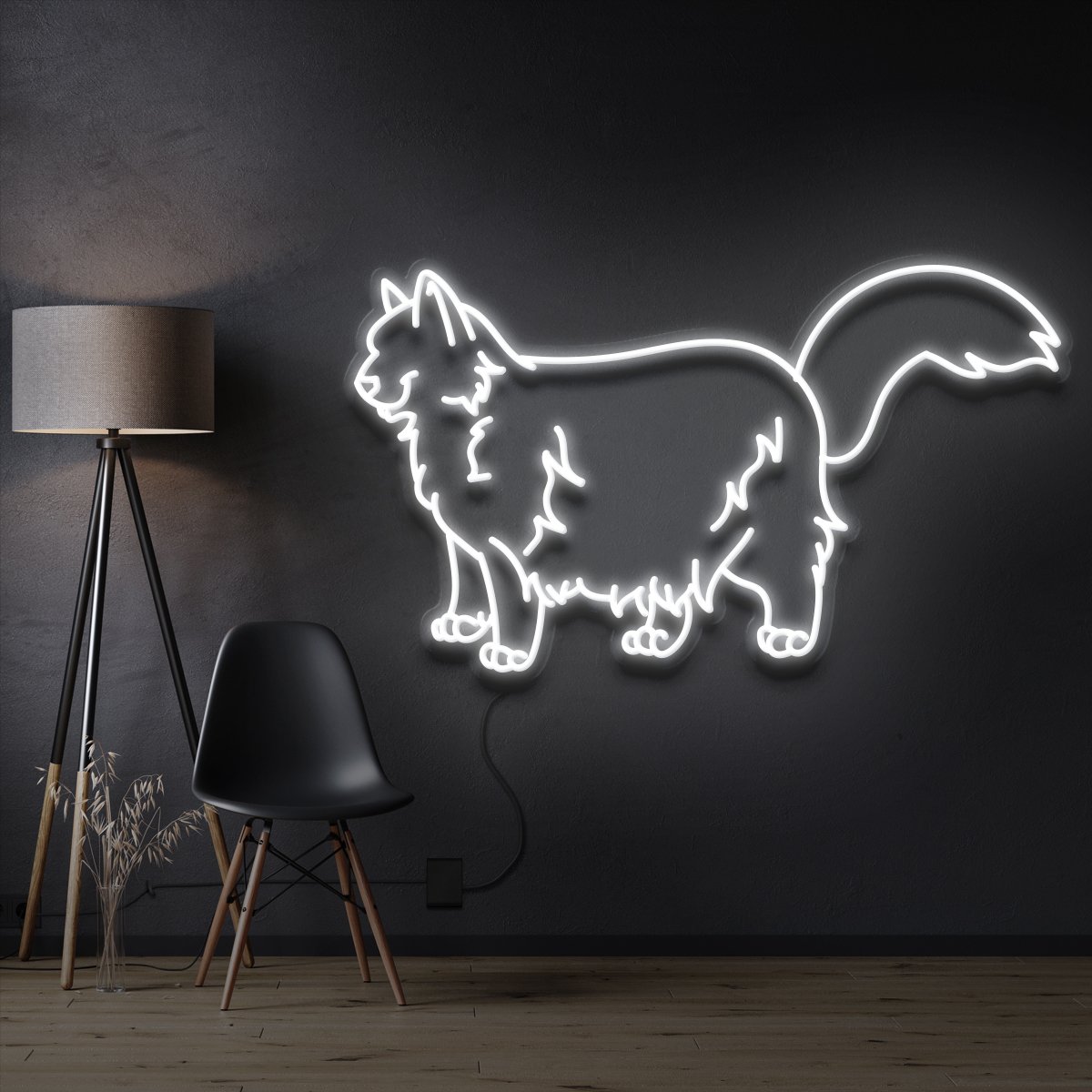 "Ragdoll Cat" Pet Neon Sign 60cm / White / Cut to Shape by Neon Icons