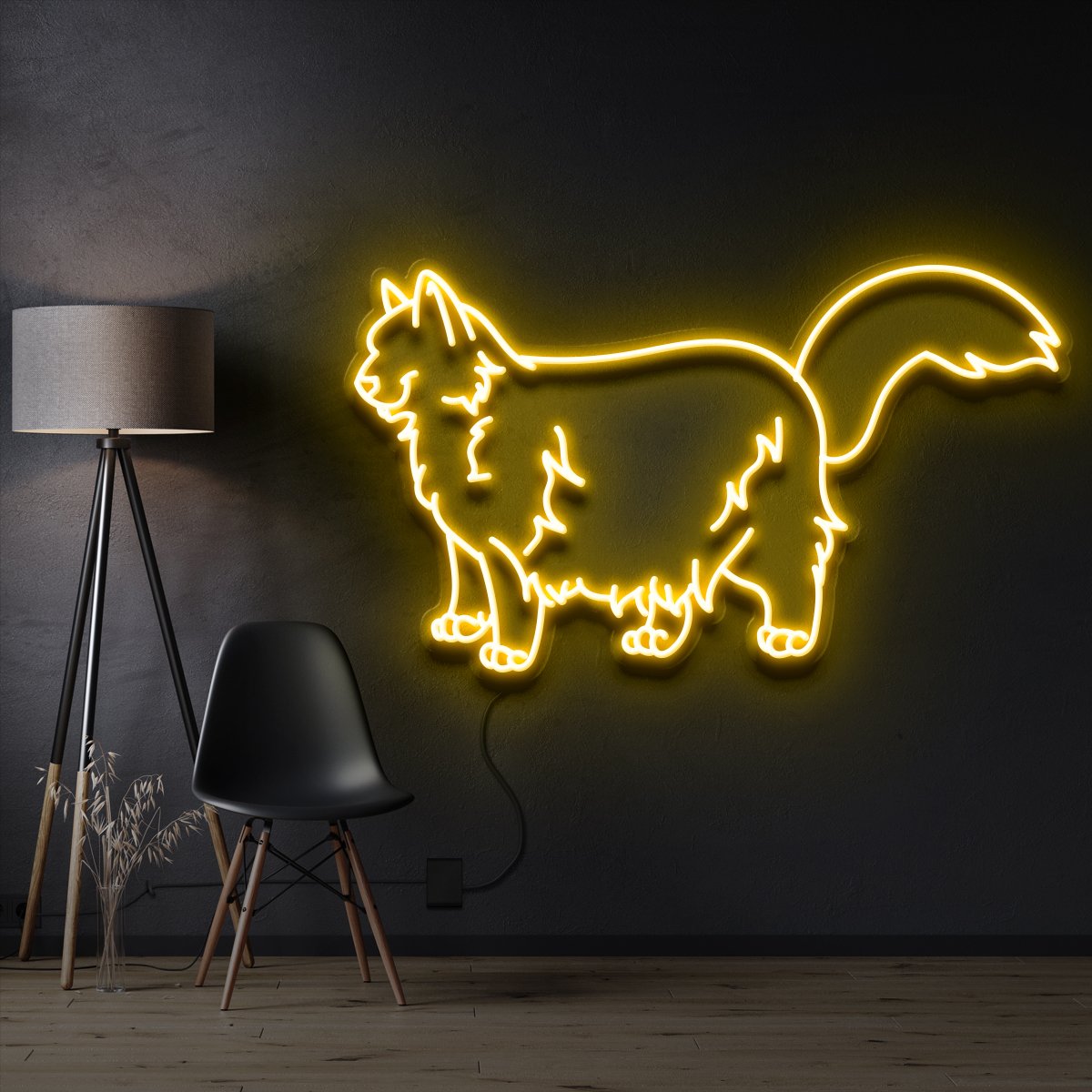 "Ragdoll Cat" Pet Neon Sign 60cm / Yellow / Cut to Shape by Neon Icons