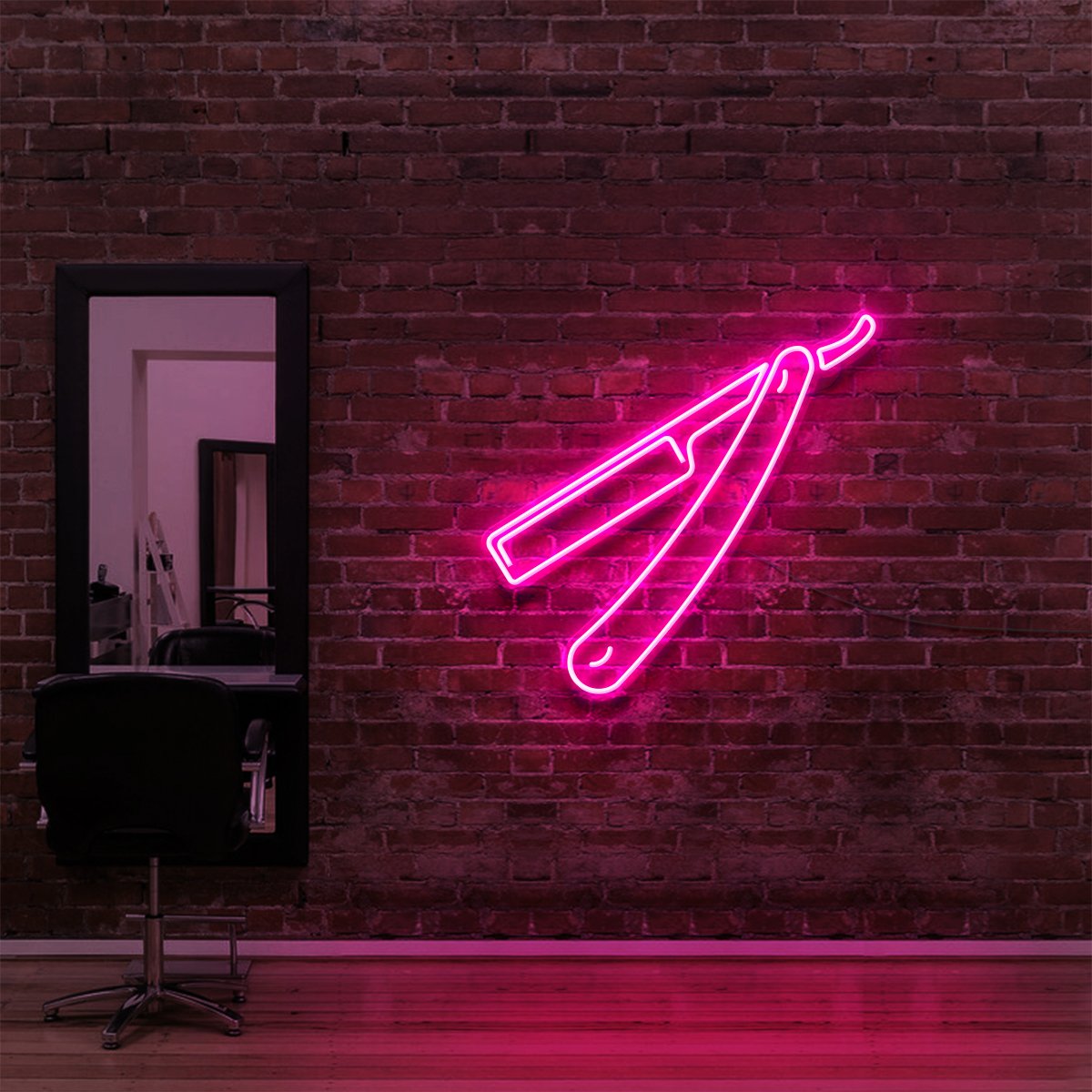 "Razor Blade" Neon Sign for Hair Salons & Barbershops by Neon Icons