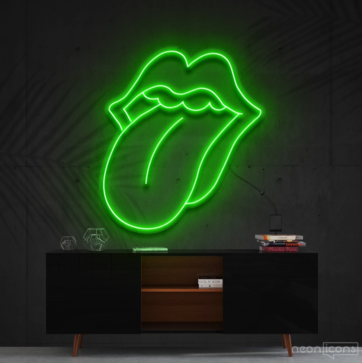 "Rolling Stones" Neon Sign 60cm (2ft) / Green / Cut to Shape by Neon Icons