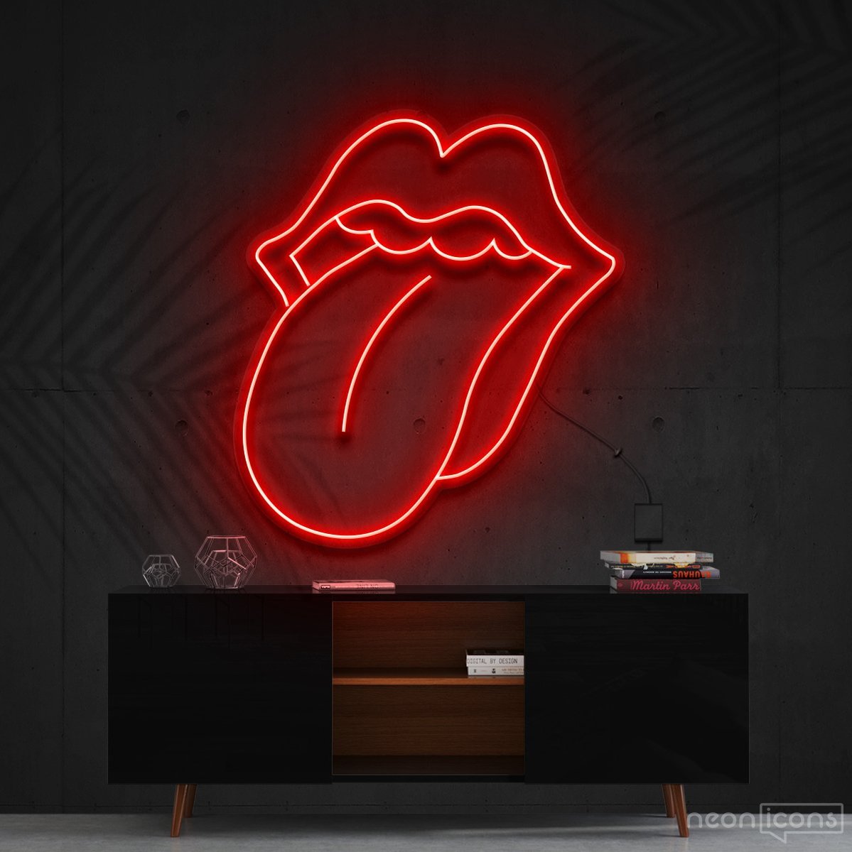 "Rolling Stones" Neon Sign 60cm (2ft) / Red / Cut to Shape by Neon Icons