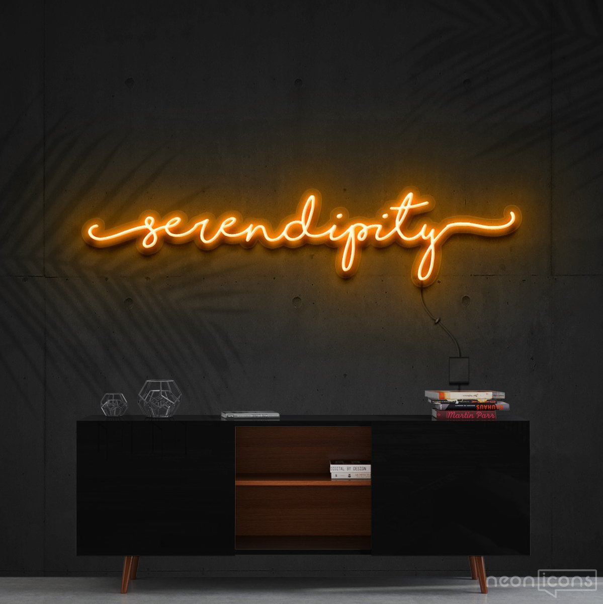 "Serendipity" Neon Sign 150cm (5ft) / Orange / Cut to Shape by Neon Icons