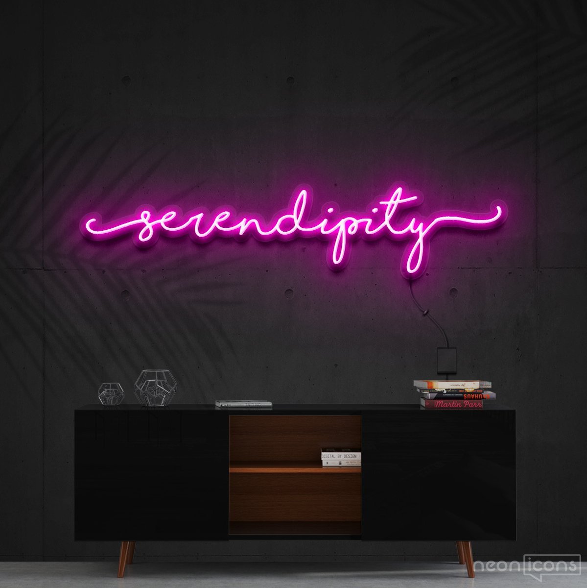 "Serendipity" Neon Sign 150cm (5ft) / Pink / Cut to Shape by Neon Icons