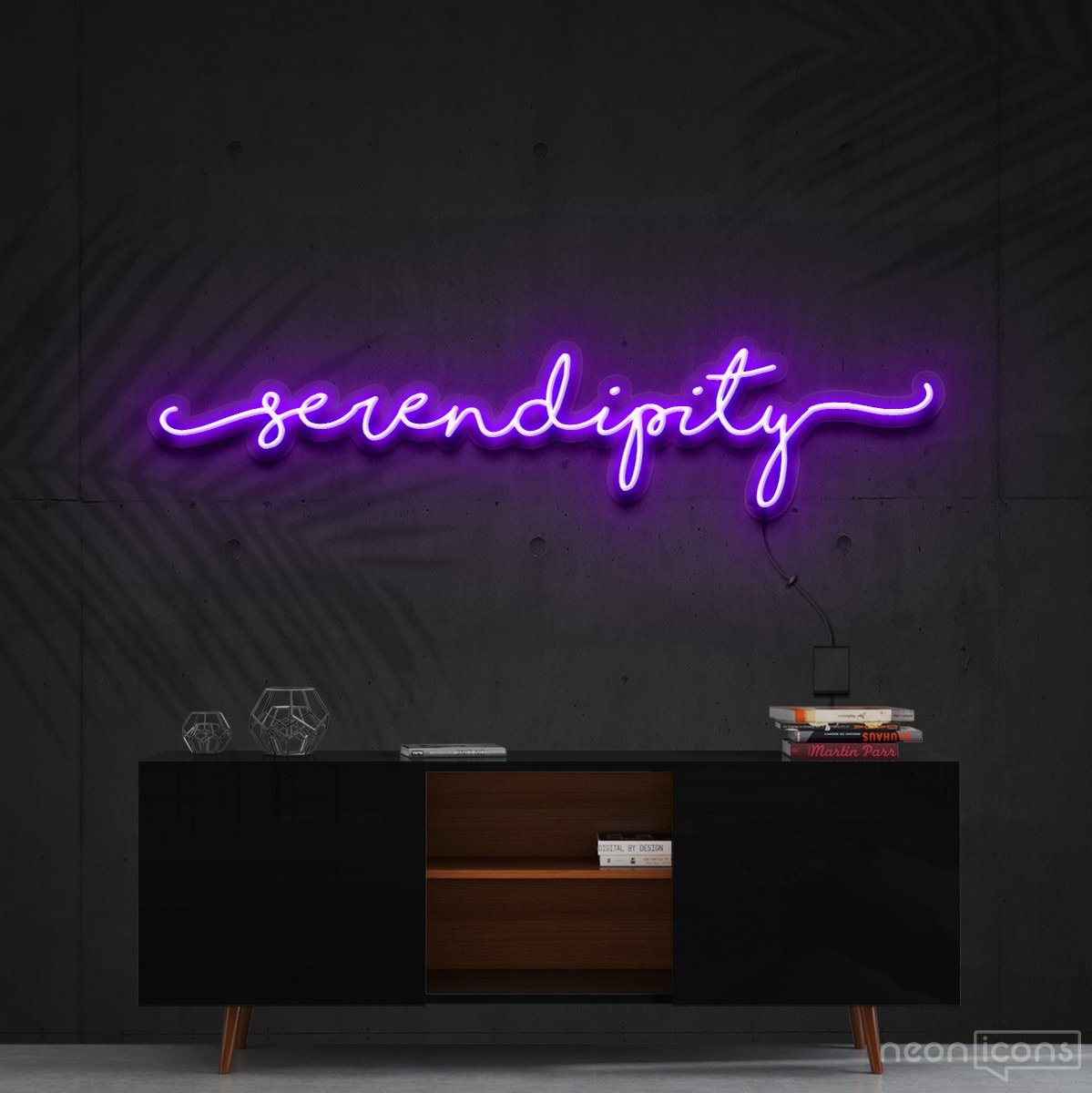 "Serendipity" Neon Sign 150cm (5ft) / Purple / Cut to Shape by Neon Icons
