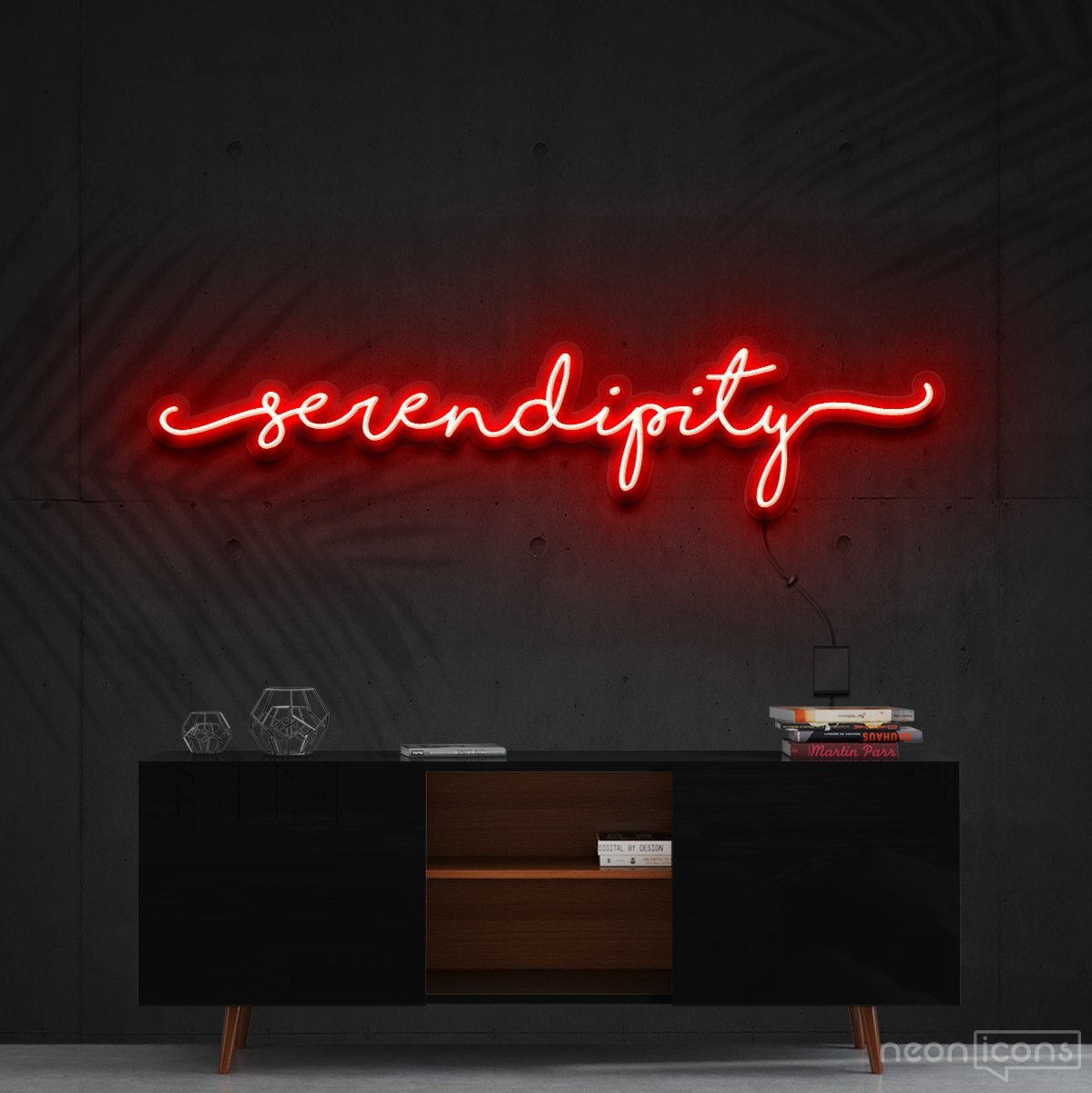 "Serendipity" Neon Sign 150cm (5ft) / Red / Cut to Shape by Neon Icons