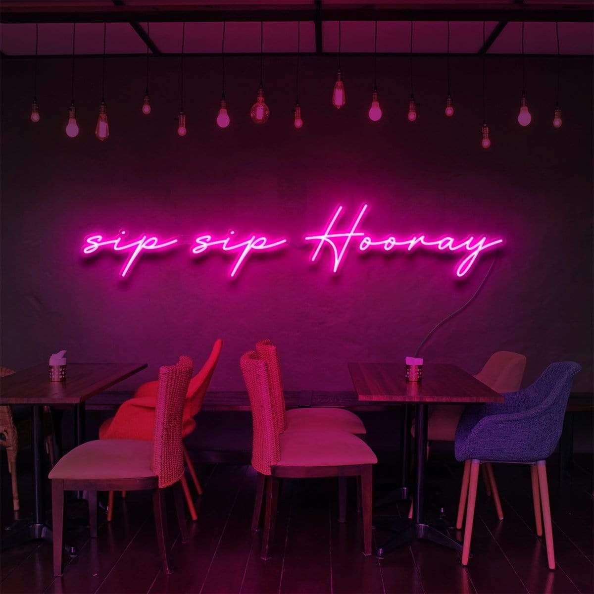"Sip Sip Hooray" Neon Sign for Bars & Restaurants 90cm (3ft) / Pink / LED Neon by Neon Icons