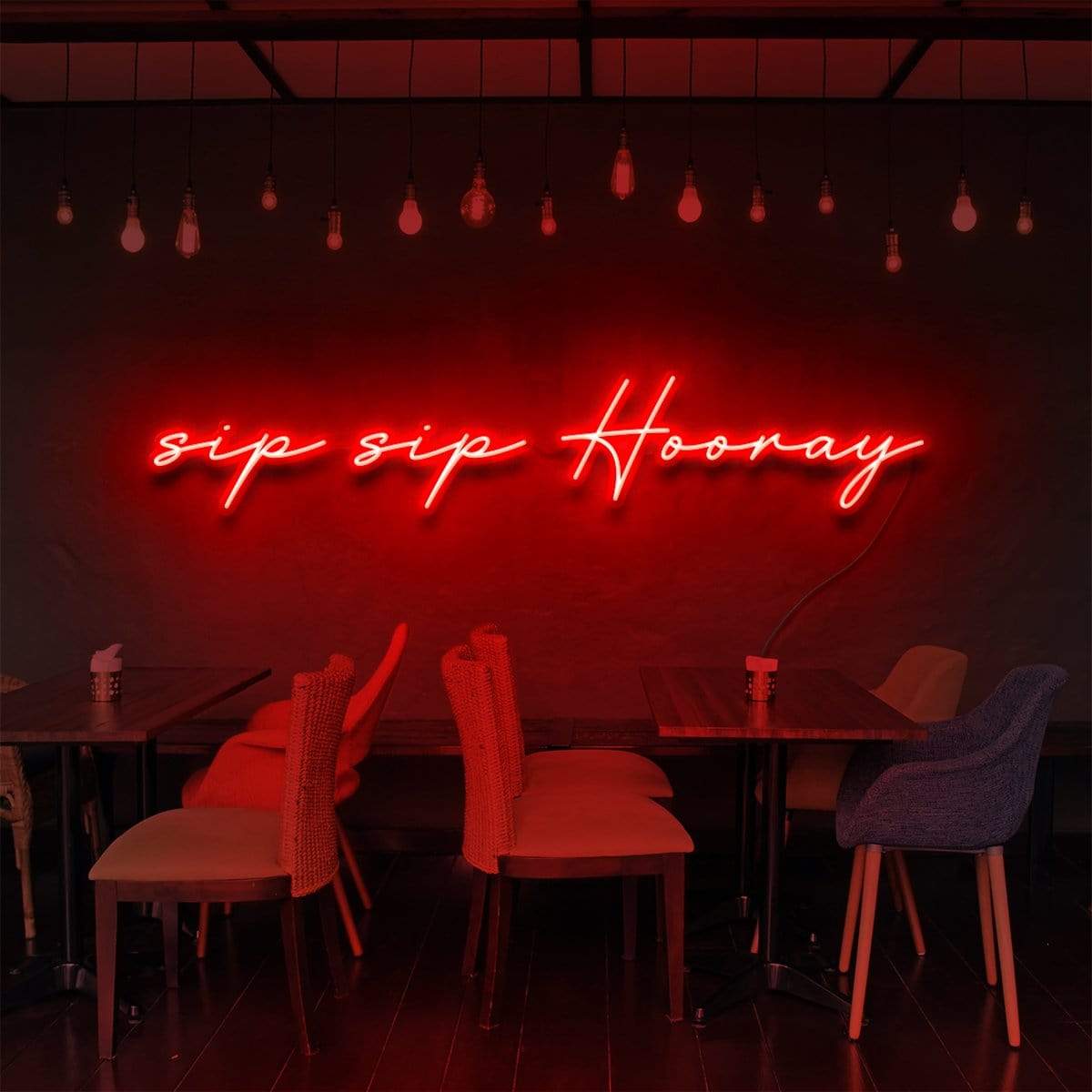 "Sip Sip Hooray" Neon Sign for Bars & Restaurants 90cm (3ft) / Red / LED Neon by Neon Icons
