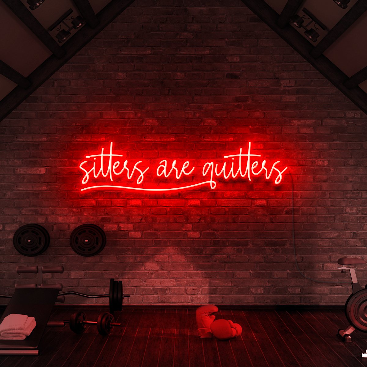 "Sitters Are Quitters" Neon Sign for Gyms & Fitness Studios 90cm (3ft) / Red / LED Neon by Neon Icons