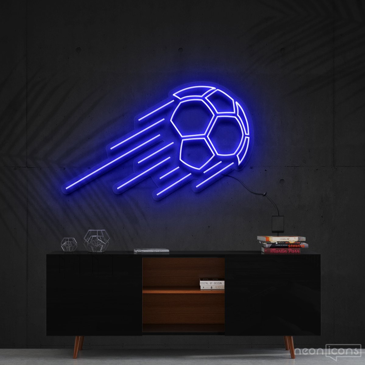 "Soccer Ball" Neon Sign 60cm (2ft) / Blue / Cut to Shape by Neon Icons