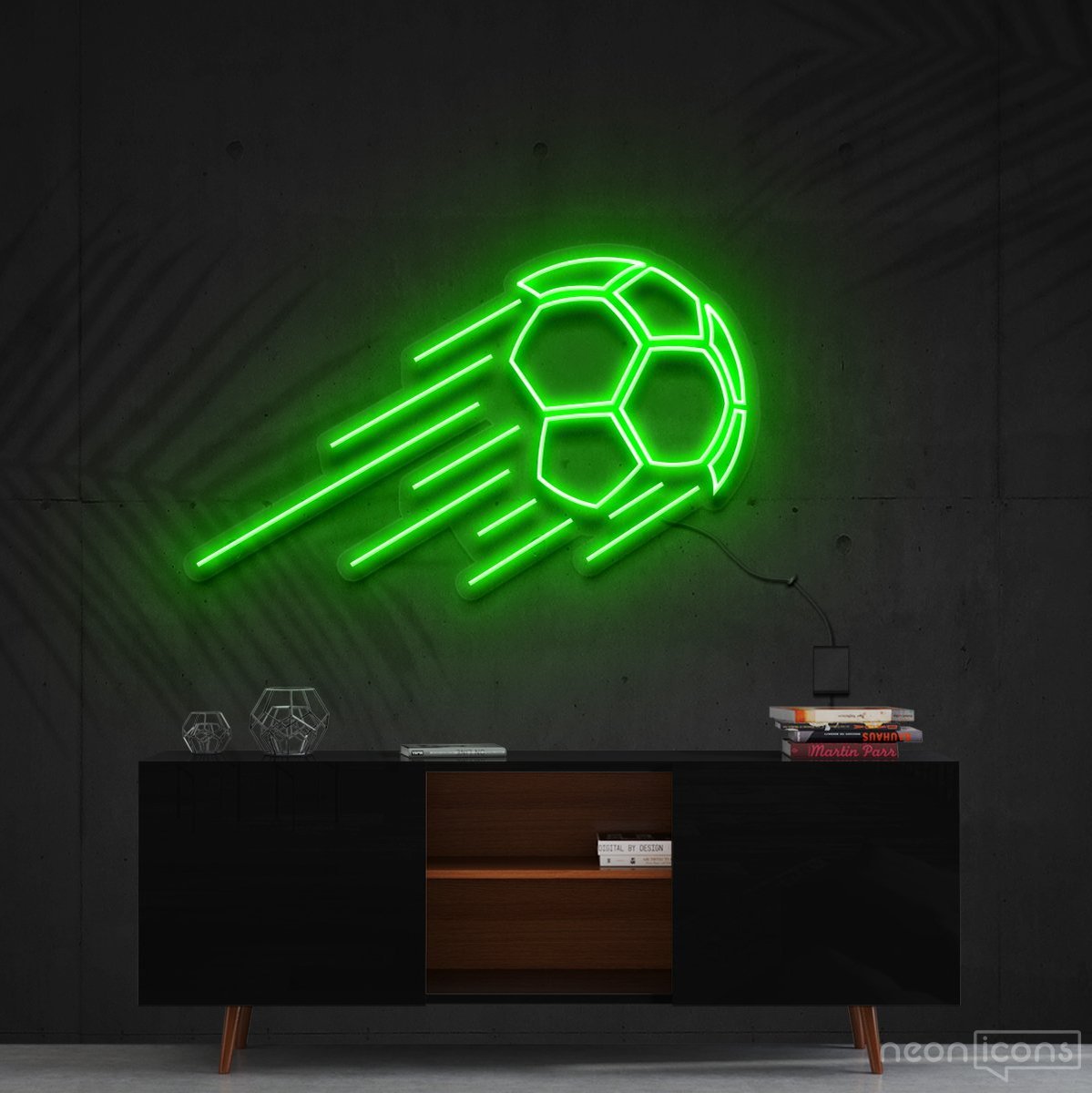 "Soccer Ball" Neon Sign 60cm (2ft) / Green / Cut to Shape by Neon Icons
